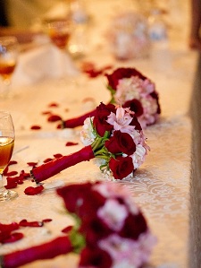 bouquets on table