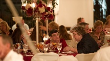 reception flowers with candles lighted